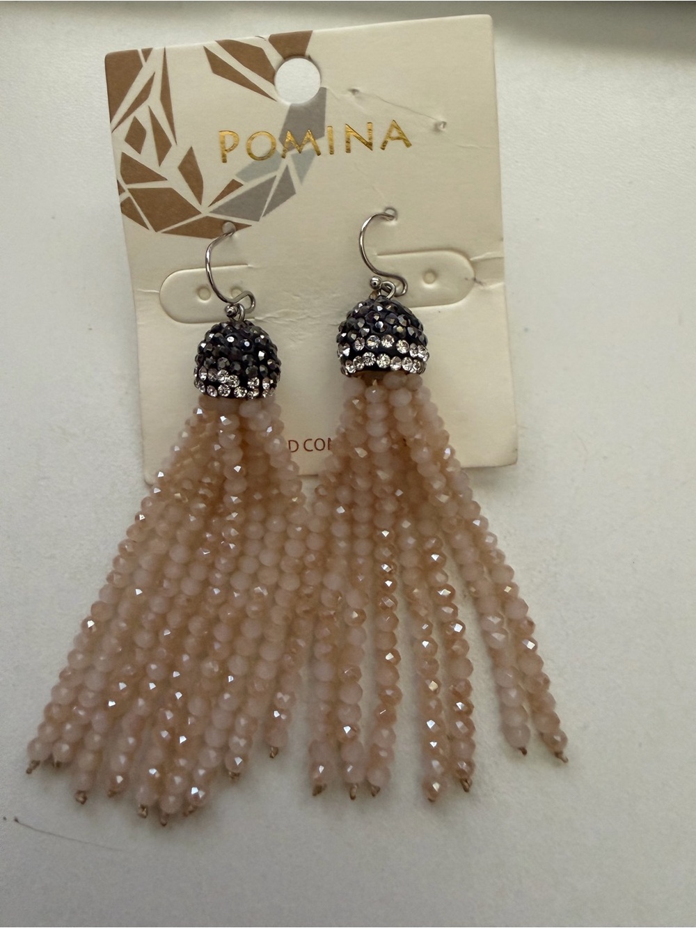 Pomina Champagne Beaded Tassel Earrings
